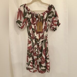 Listicle knee length dress with buttons and tie